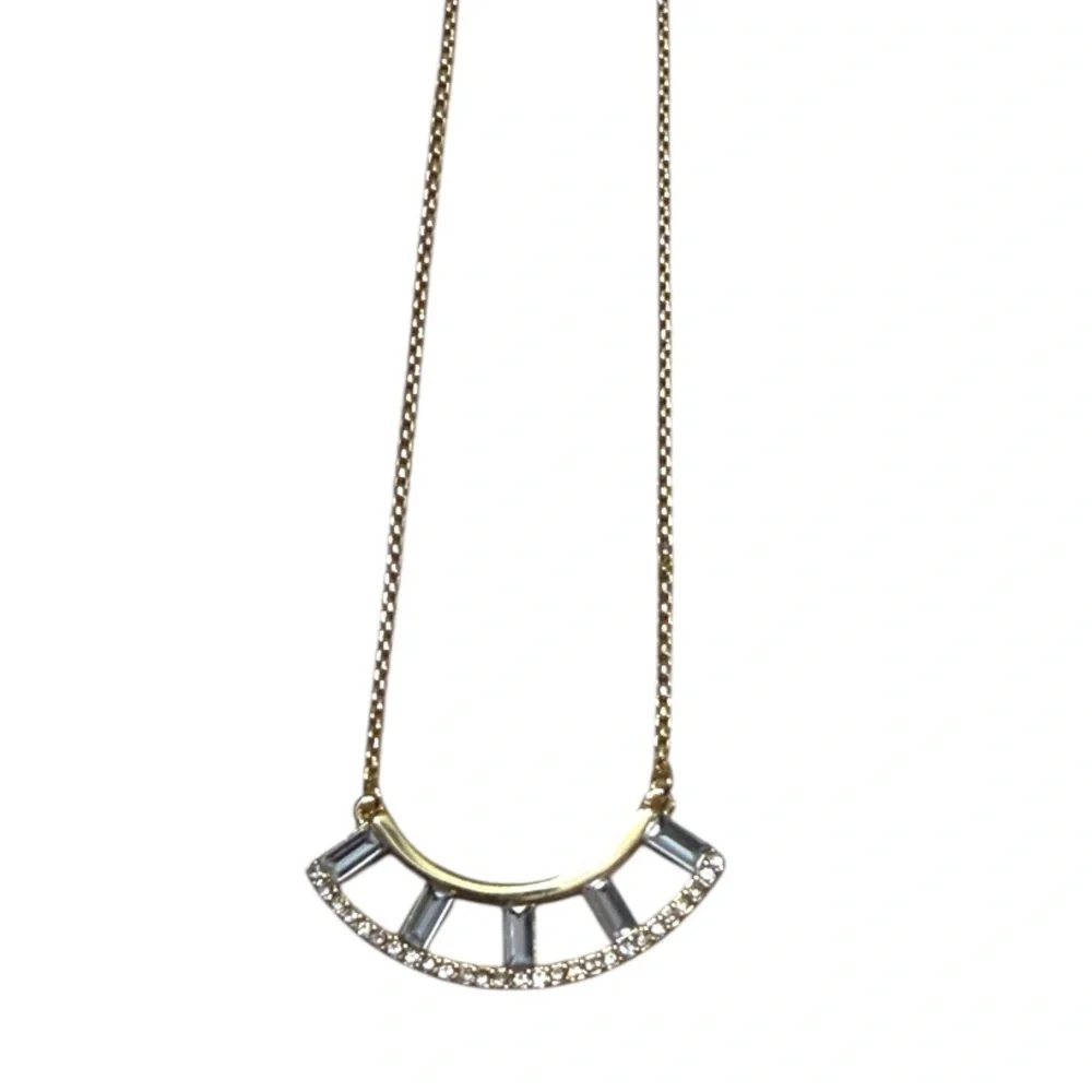 Vince Camuto Women’s Pave Baguette Rhinestone Crescent-shaped Pendant Necklace